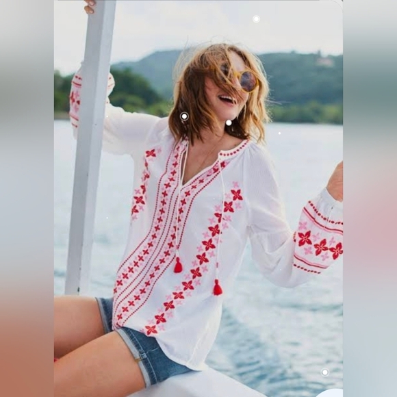 Boden Tops - Boden Marla Embroidered Tunic 100% Cotton Top, Size 18